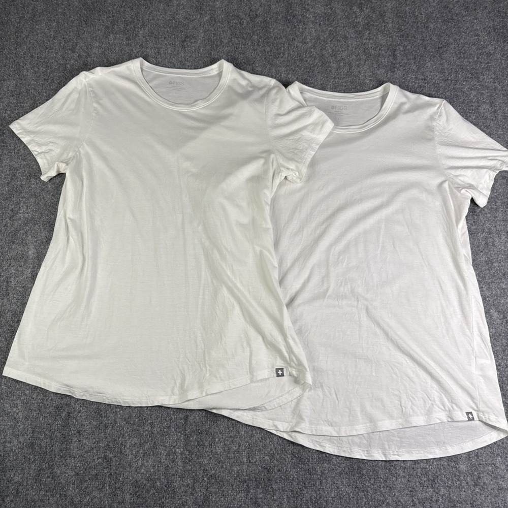 Figs Underscrub Shirt Women's L Supersoft Short Sleeve Crewneck White - Lot Of 2